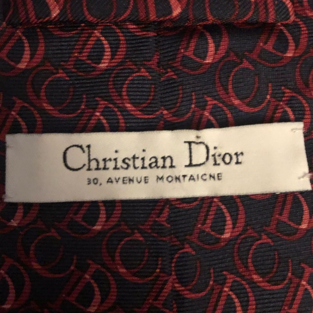 Christian Dior navy and red logo tie